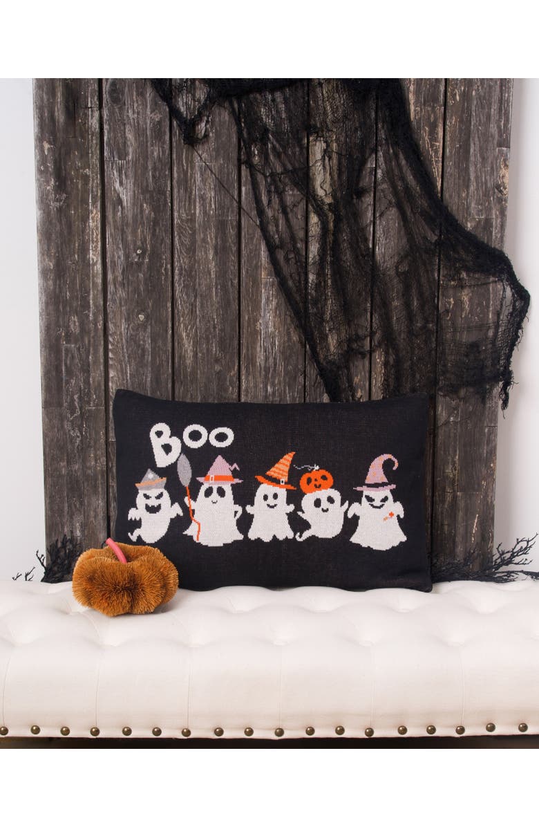 C&F Home Halloween Ghosts "Boo" Cotton Blend Halloween Accent Throw Pillow 16" x 24", Alternate, color, Black