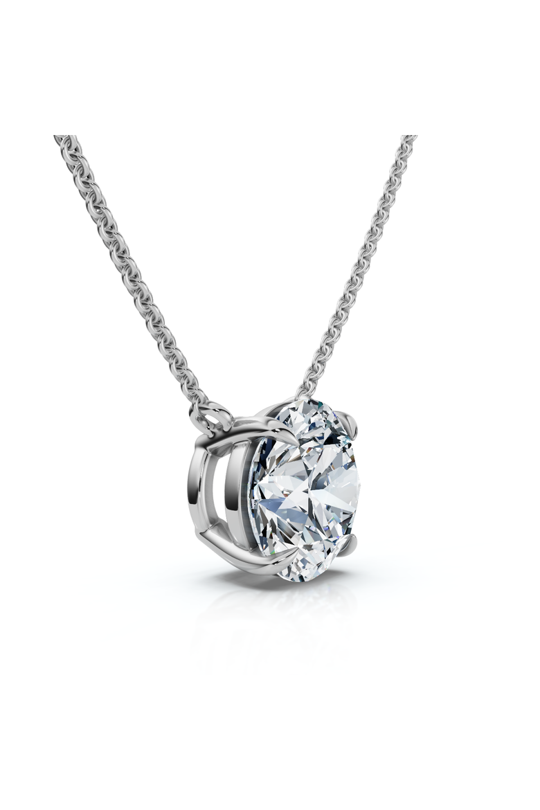 1ct Floating Solitaire Diamond Pendant 14k Gold Women's 18" Necklace Lab Grown, Alternate, color, White Gold
