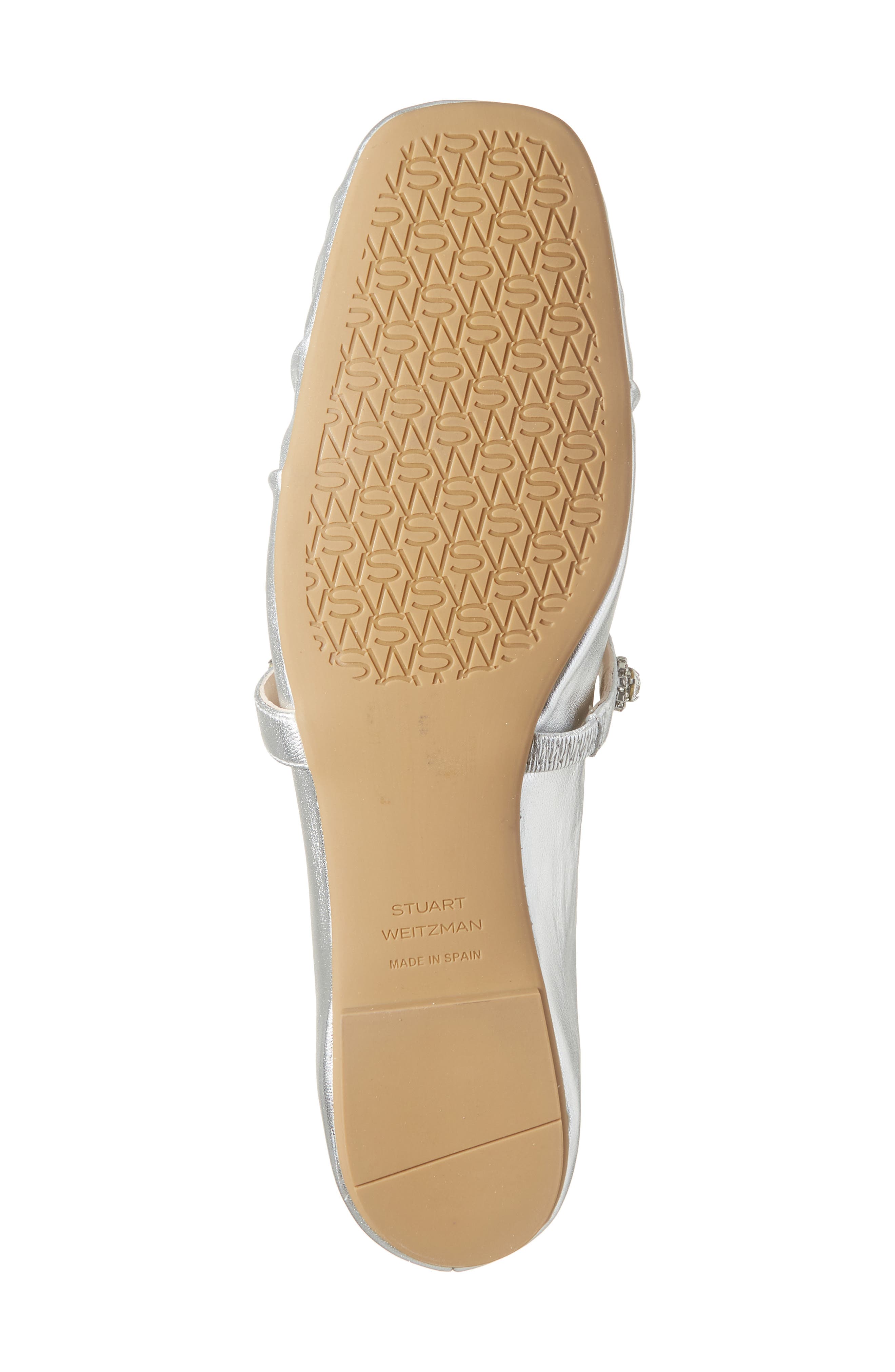Stuart Weitzman Justina Mary Jane Ballet Flat, Alternate, color, Silver