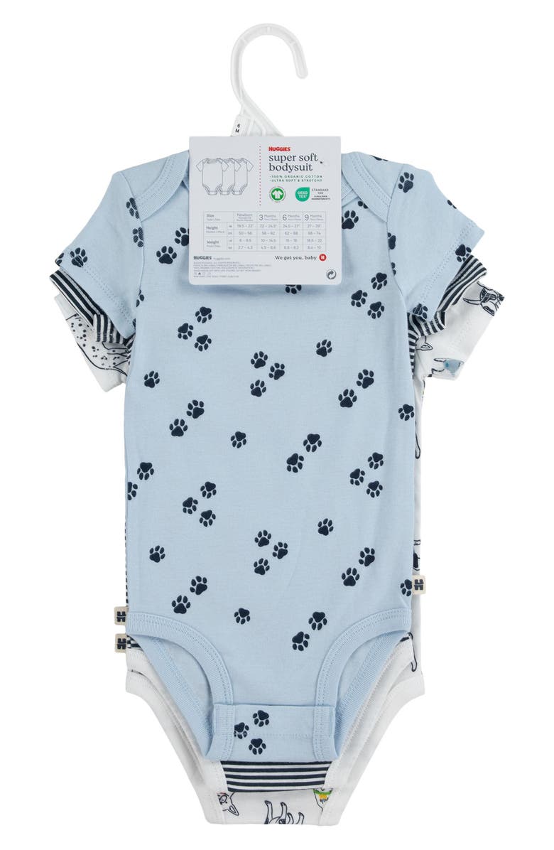 Huggies Assorted 3-Pack Organic Cotton Bodysuits, Alternate, color, 001White