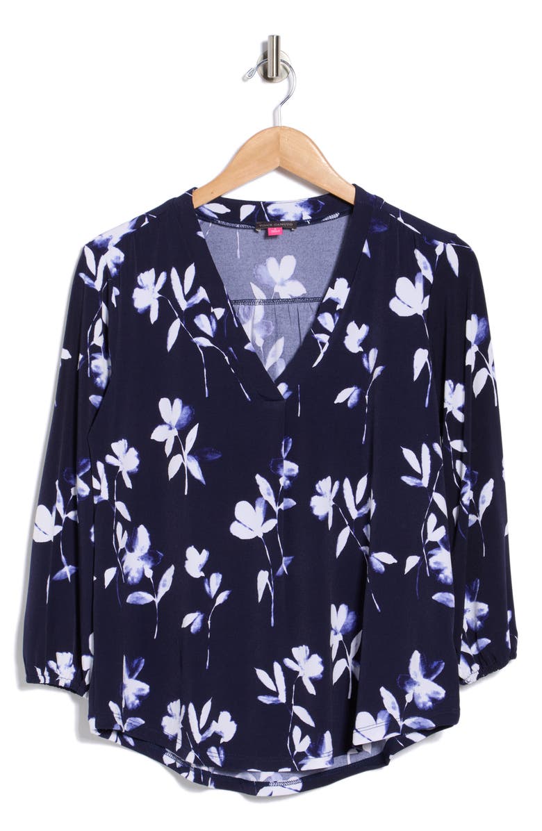 Vince Camuto Balloon Sleeve Knit Top, Alternate, color, Navy/ White