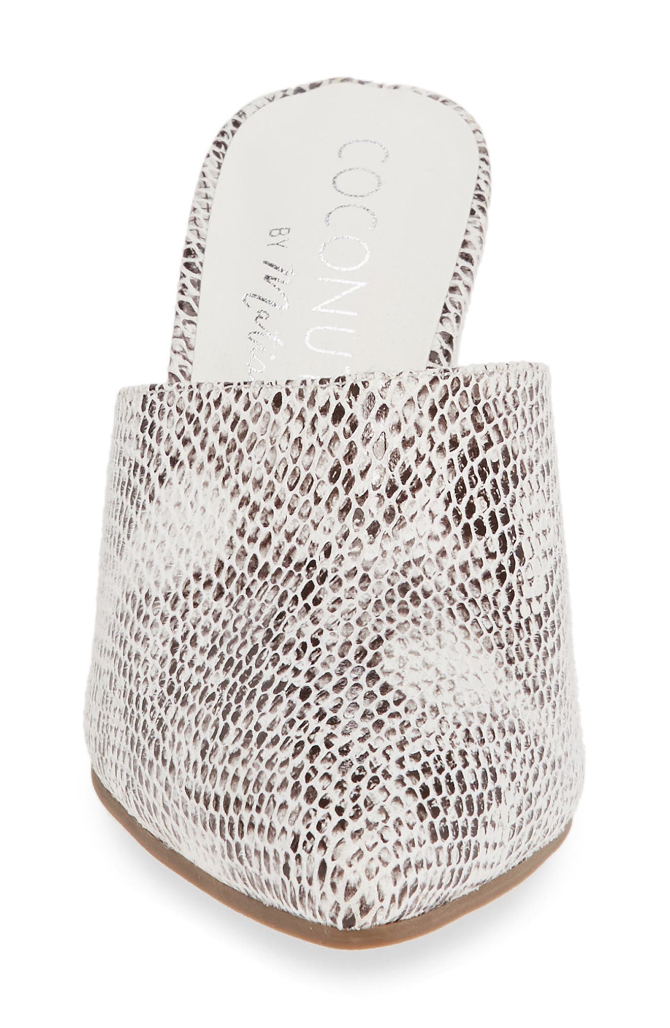 High Noon Snake Embossed Mule, Alternate, color, WHITE