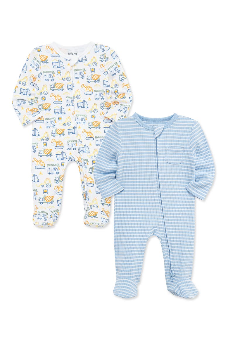 Trucks & Stripes 2-Pack Stretch Viscose Footie Set, Alternate, color, BLUE