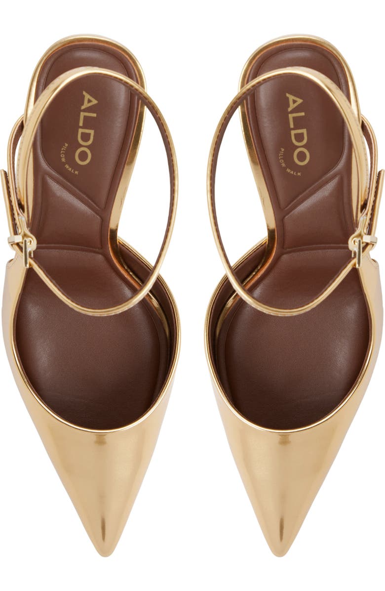 ALDO Kymmberly Ankle Strap Pointed Toe Pump, Alternate, color, Gold