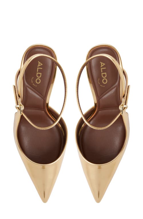Aldo Kymmberly Ankle Strap Pointed Toe Pump In Gold