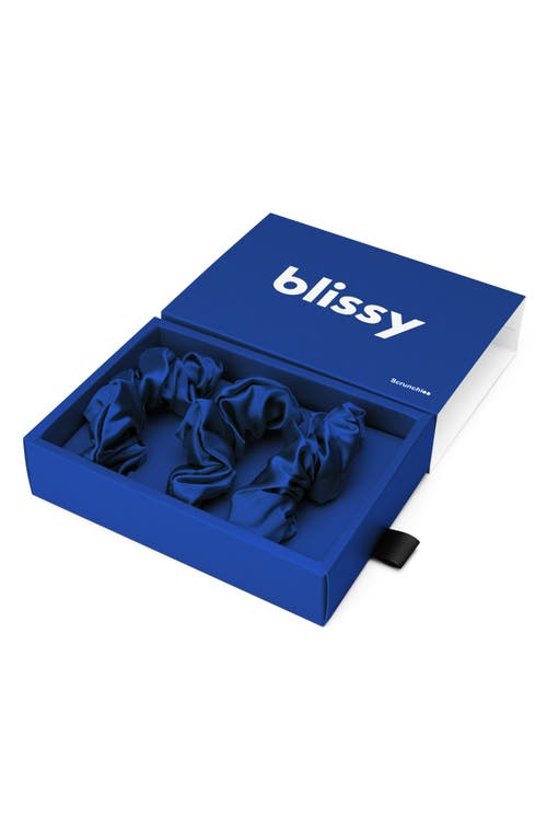 Blissy 3-pack Silk Scrunchies In Navy