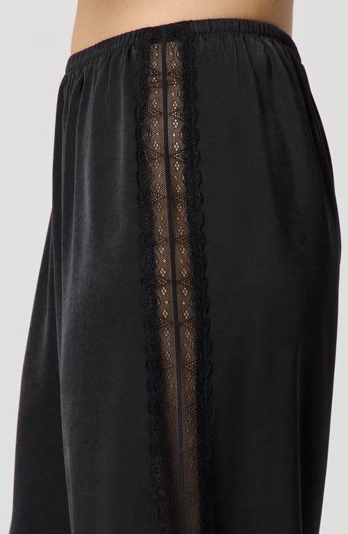Florence By Mills Lace Trim Satin Pajama Pants In Black