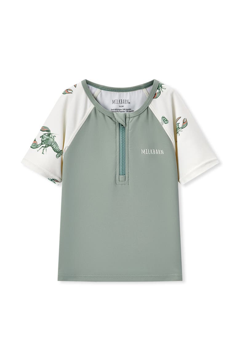Zipper Top And Swim Trunks, Alternate, color, Mint Lobster