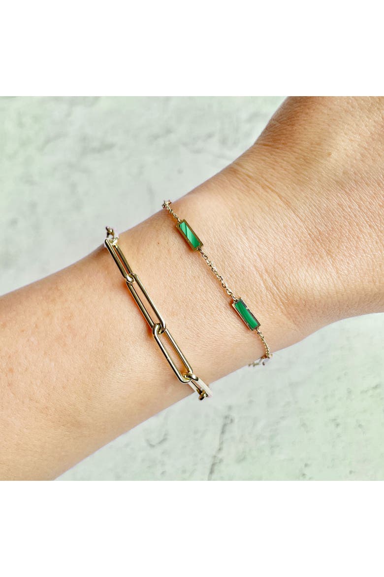 Malachite Bar Chain Bracelet, Alternate, color, Green