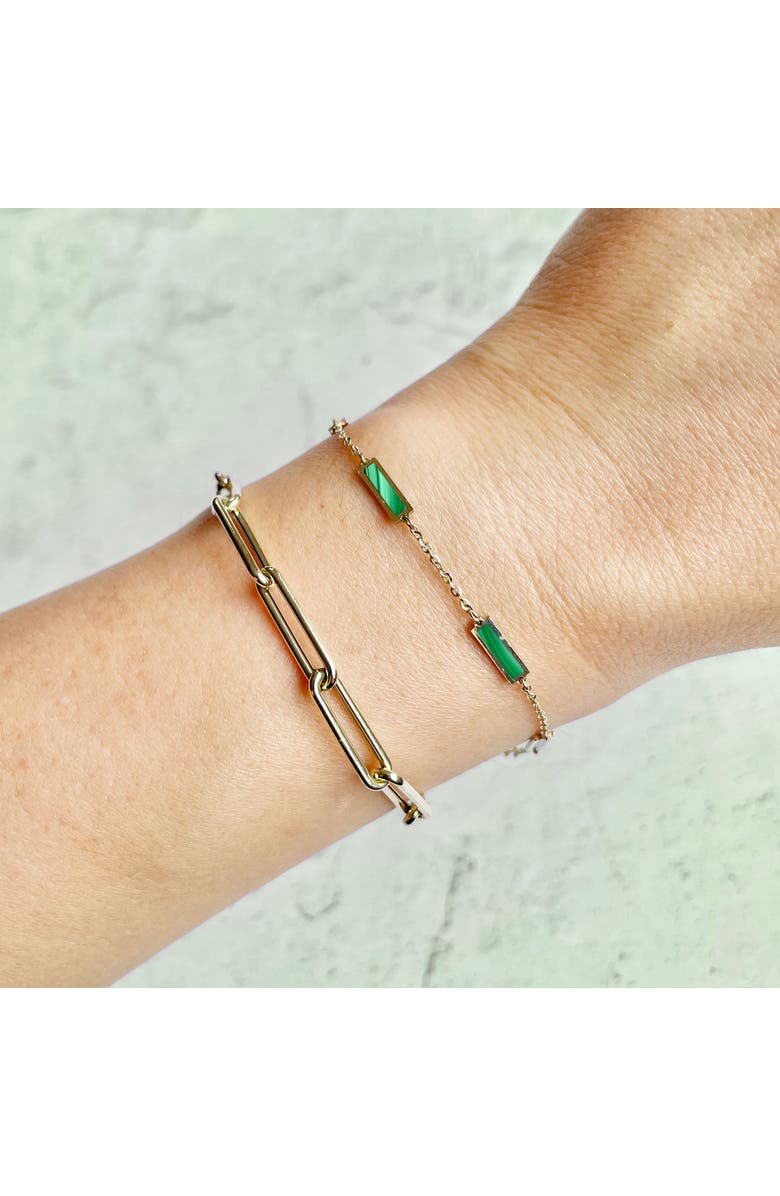 The Lovery Fine Jewelry Malachite Bar Chain Bracelet, Alternate, color, Green