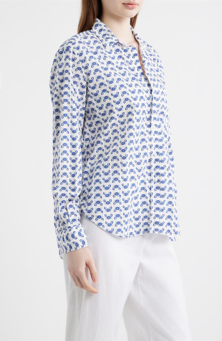 Frank & Eileen Eileen Crab Print Relaxed Button-Up Shirt, Alternate, color, Blue Crab