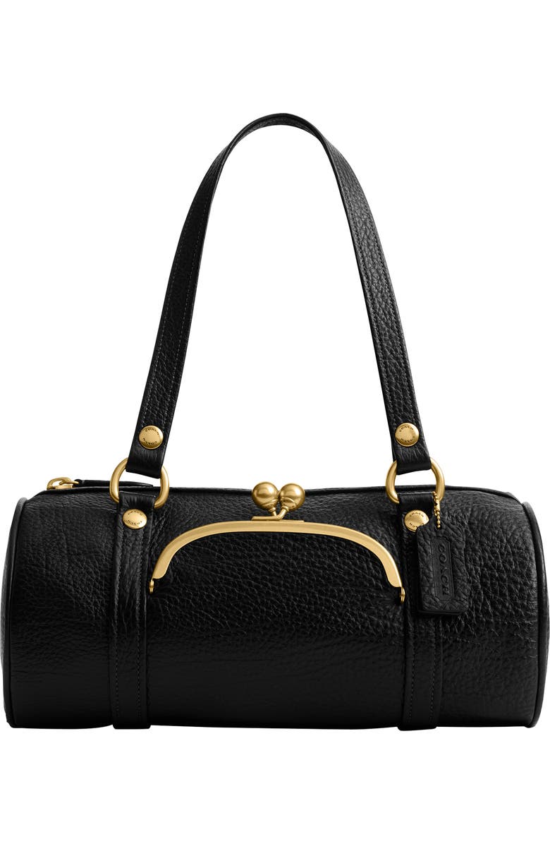 COACH Kisslock Leather Barrel Bag, Main, color,