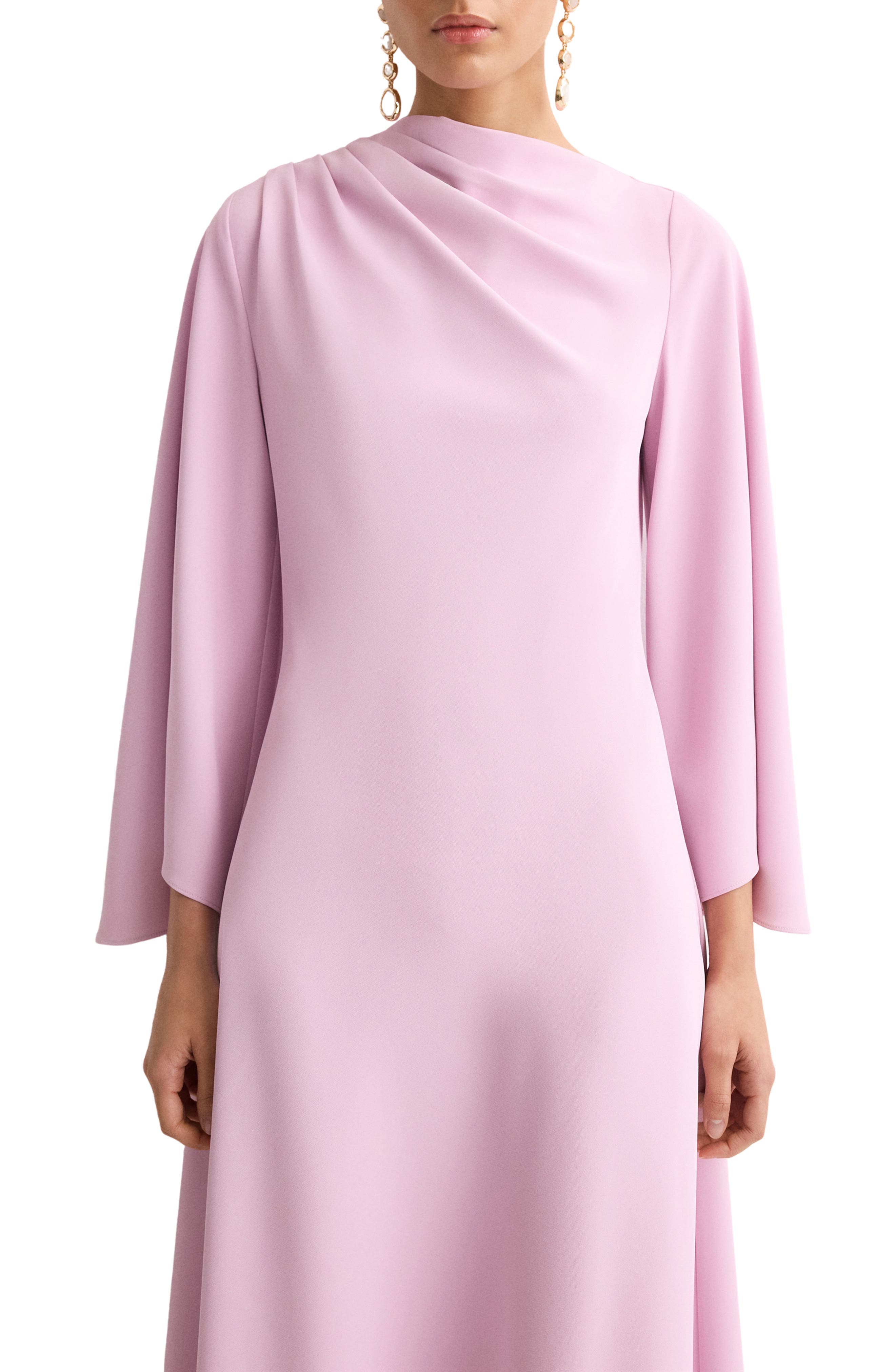 flared sleeve satin dress Flared Sleeve Satin Dress (Women)
