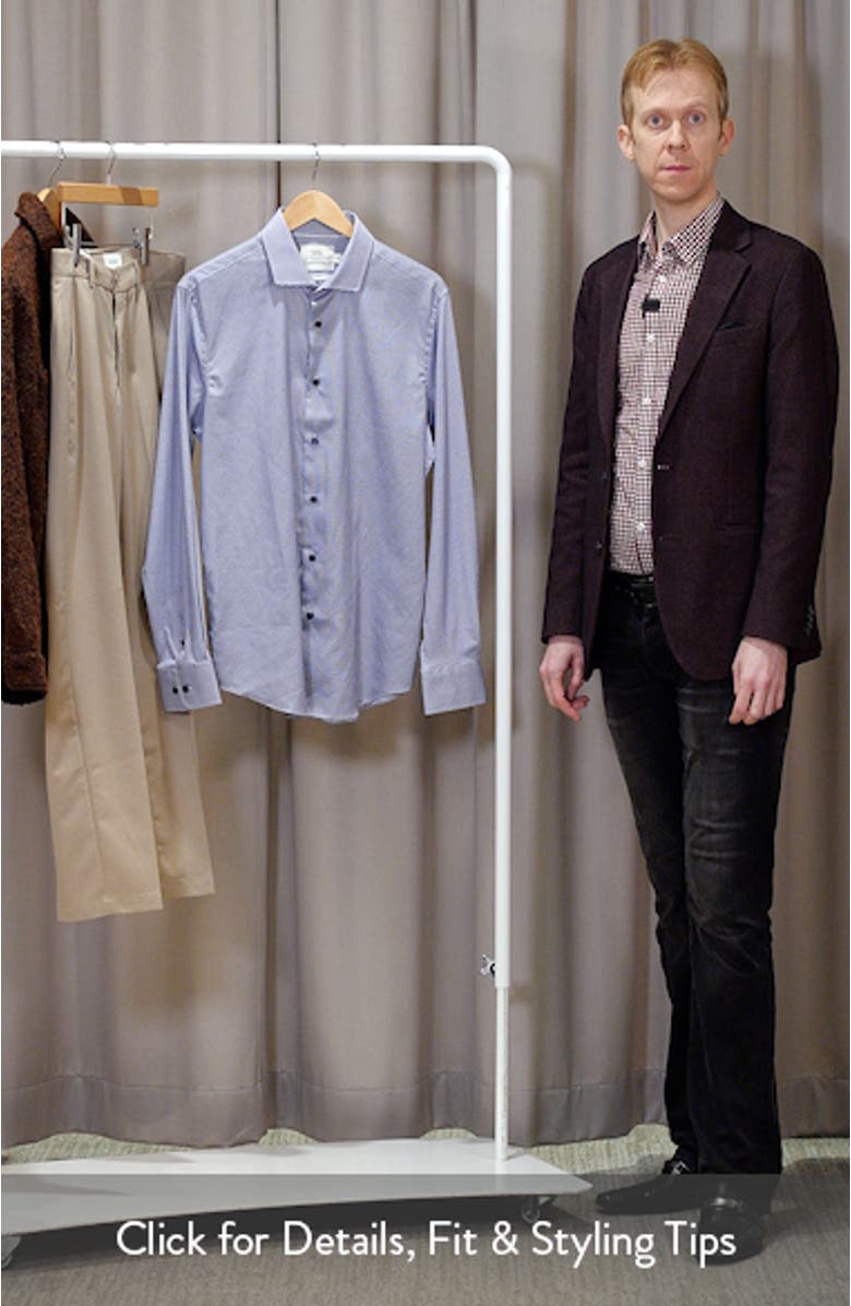 Reworked Slim Fit Purple Medallion Print Cotton Dress Shirt, sales video thumbnail