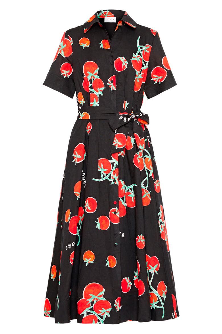 Lexi Tomato Print Midi Dress, Alternate, color, BLACK/ RED