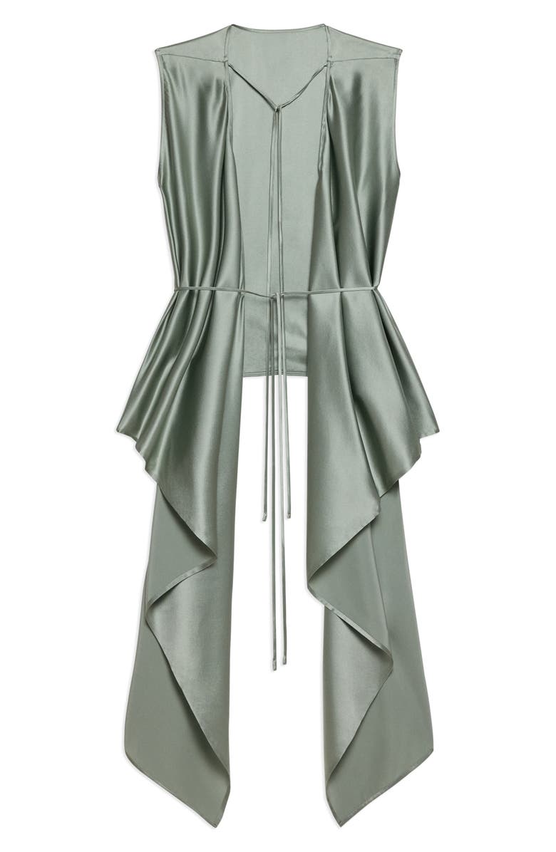 Helmut Lang Scarf Drape Detail Reversible Silk Top, Alternate, color, Aqua Gray