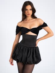 Miss Circle Gabby Velvet Top Bubble Hem Mini Dress