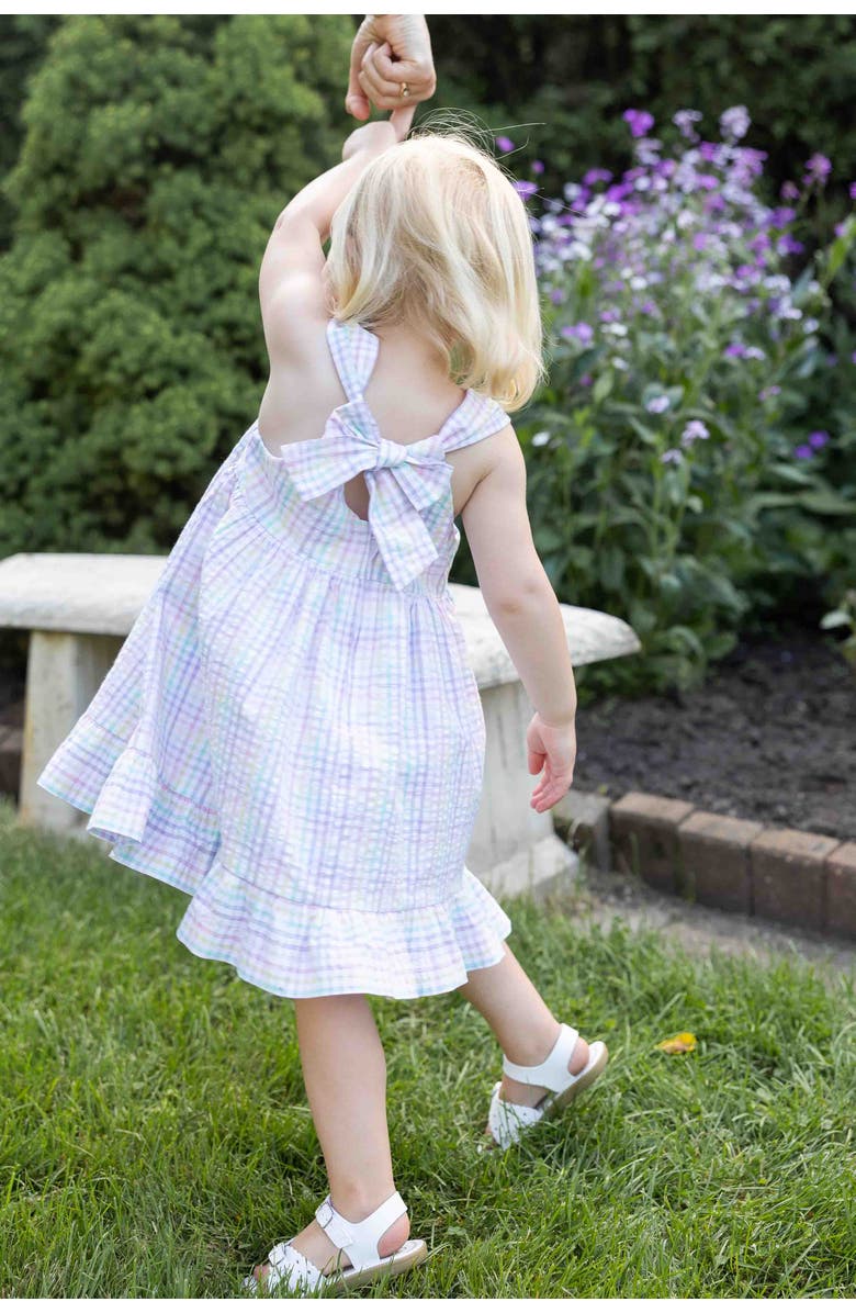 Florence Eiseman Plaid Seersucker Dress With Flowers, Alternate, color, Multi