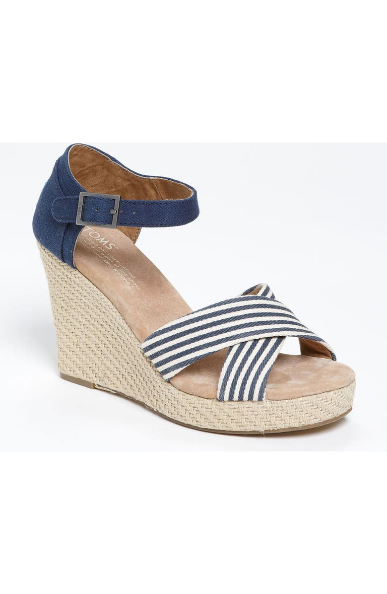 TOMS 'University Stripe' Wedge Sandal, Main, color,
