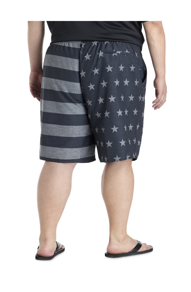 Harbor Bay by DXL Big & Tall Textured Americana Swim Trunks, Alternate, color, Black Multi