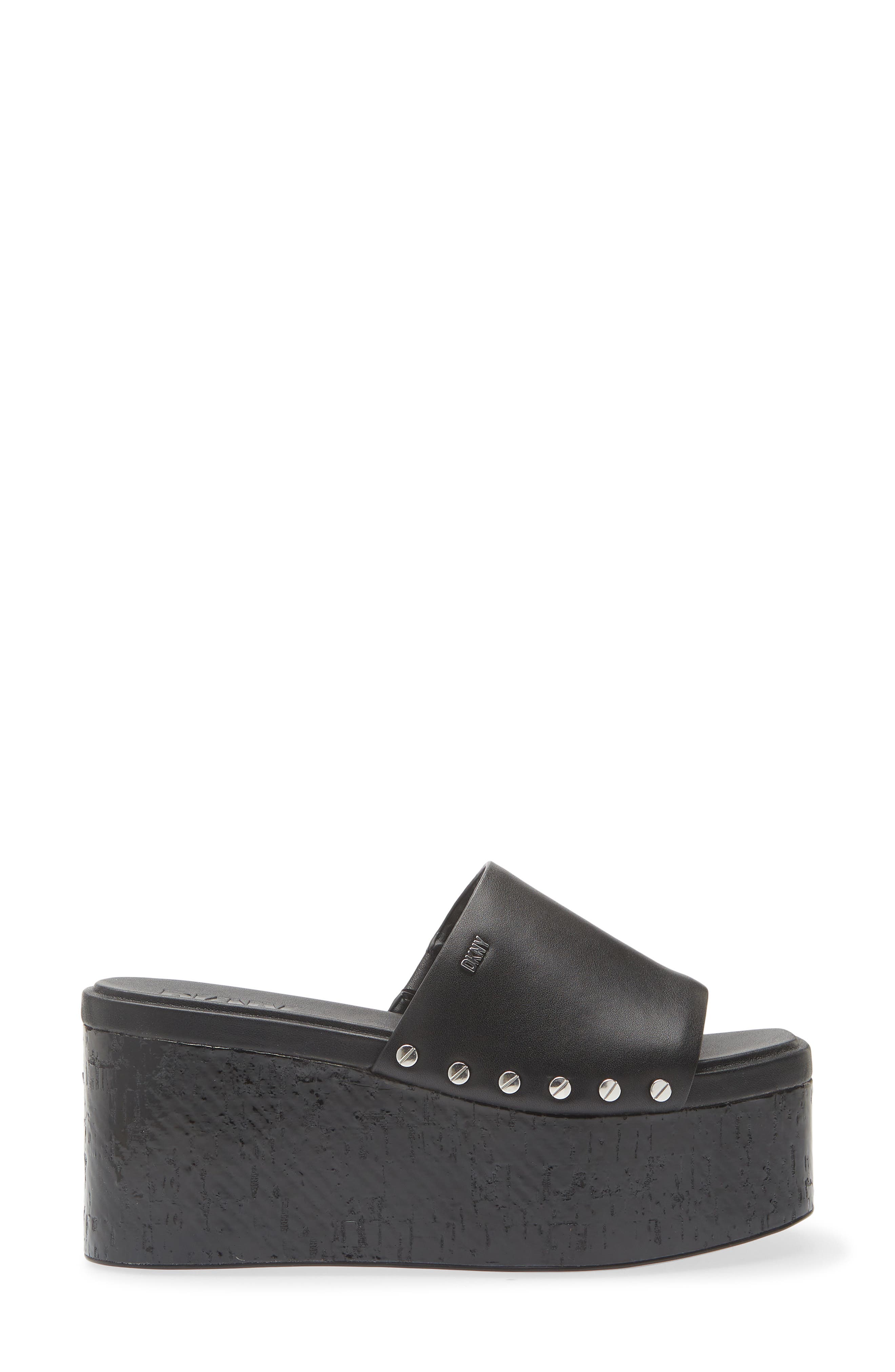 DKNY Alvy Platform Slide Sandal, Alternate, color, Black