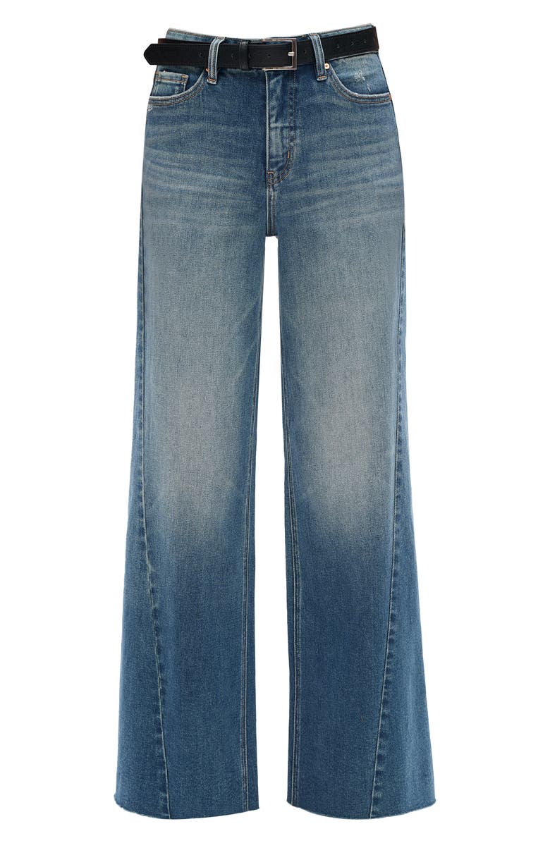 Bayeas High Waist Raw Hem Wide Leg Jeans, Alternate, color, Medium Blue