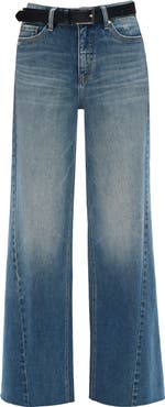 Bayeas High Waist Raw Hem Wide Leg Jeans