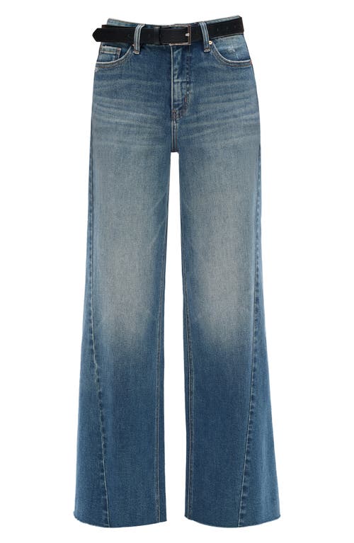 Bayeas High Waist Raw Hem Wide Leg Jeans In Blue
