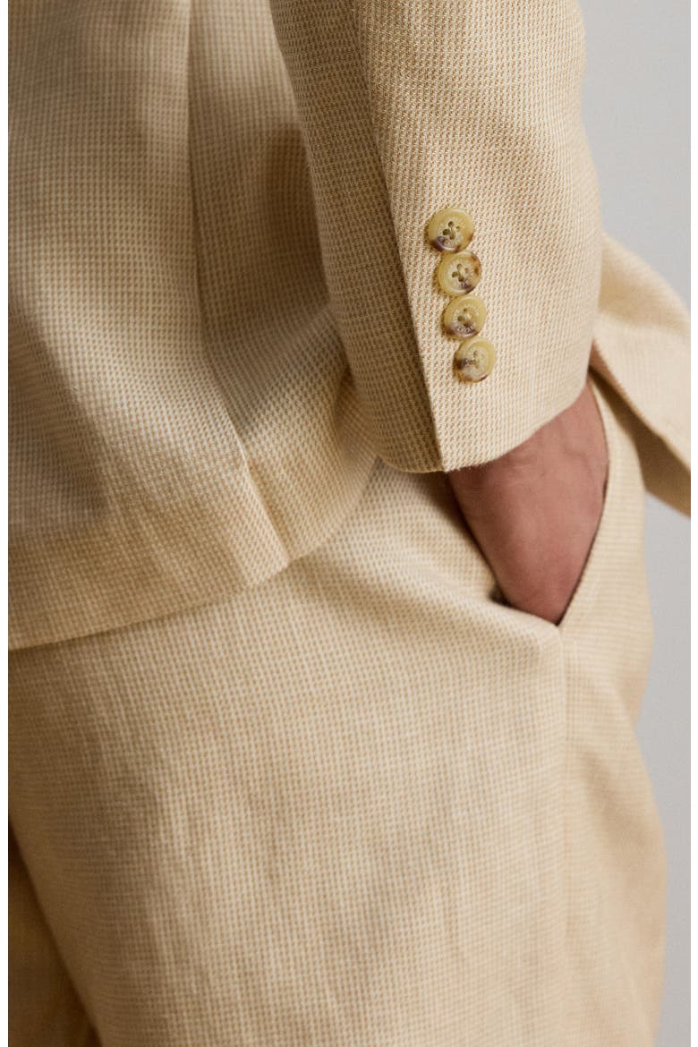 Linen Blend One-Button Blazer, Alternate, color, BEIGE/ CREAM MULTI