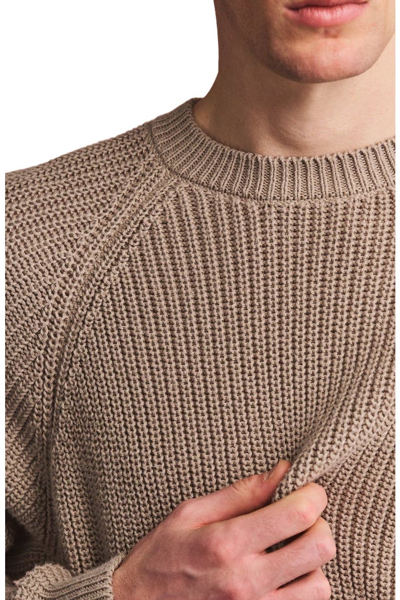 Cotton Fisherman Raglan Crewneck Sweater, Alternate, color, Sand