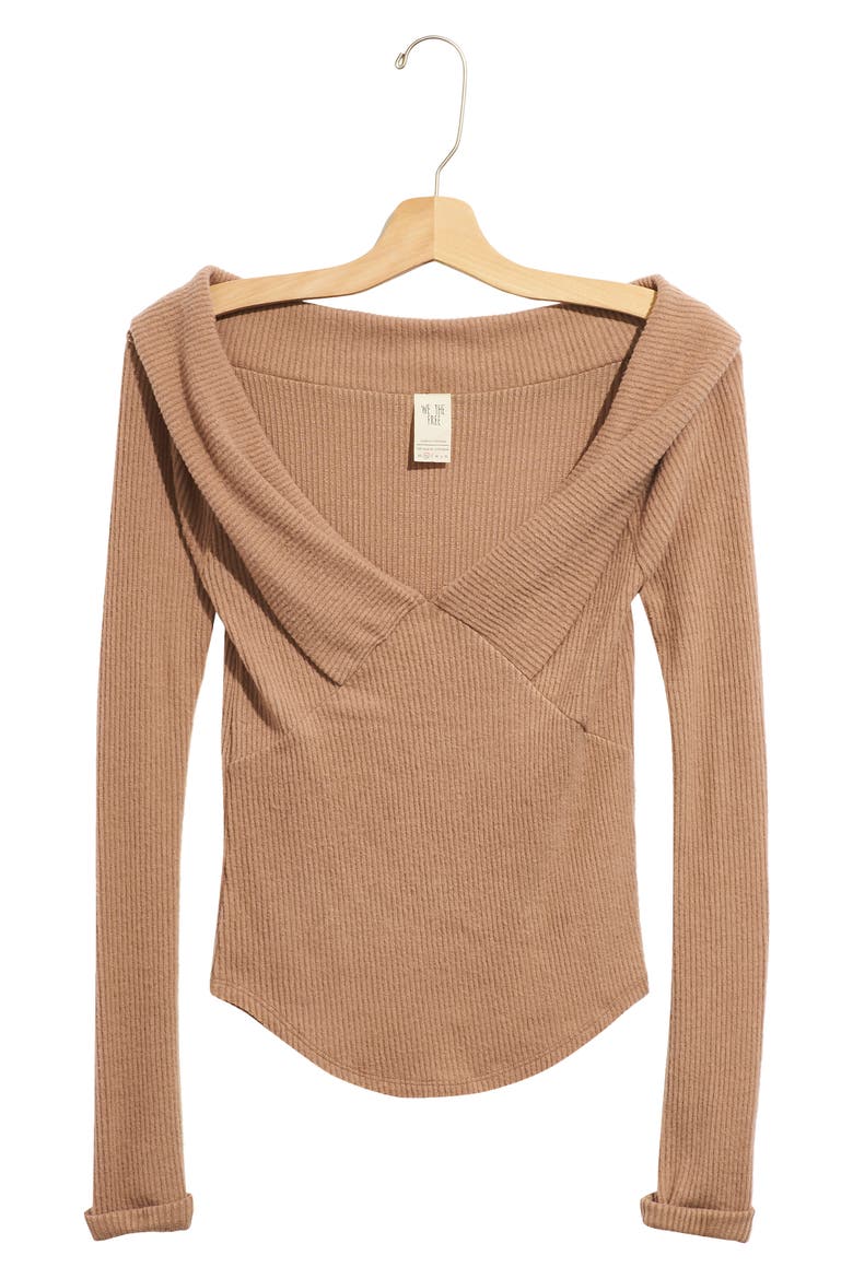 Hot Stuff Rib V-Neck Top, Main, color, VINTAGE BRONZE