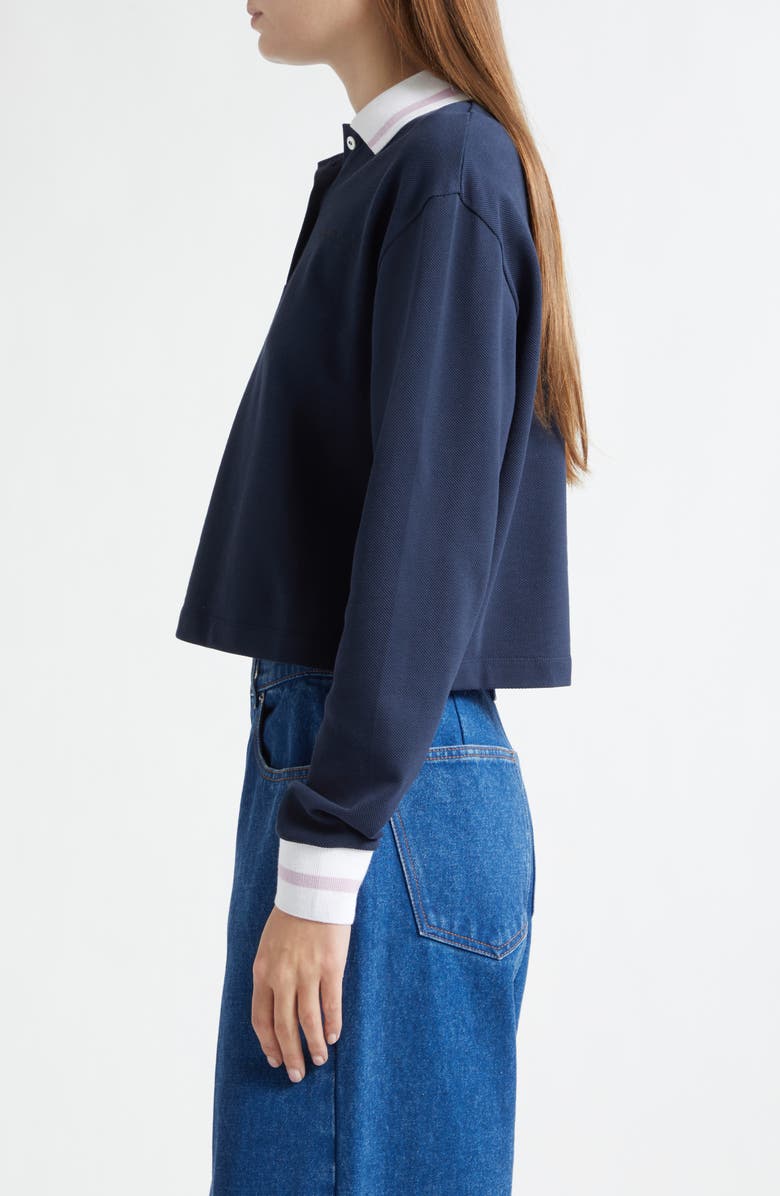 Marni Long Sleeve Cotton Polo, Alternate, color, 00B99blublack