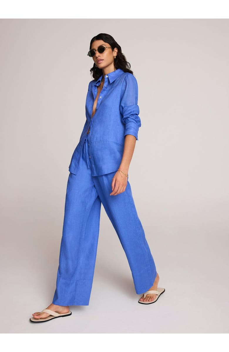 MINT VELVET Linen Drawstring Wide Leg Trousers, Alternate, color, Blue