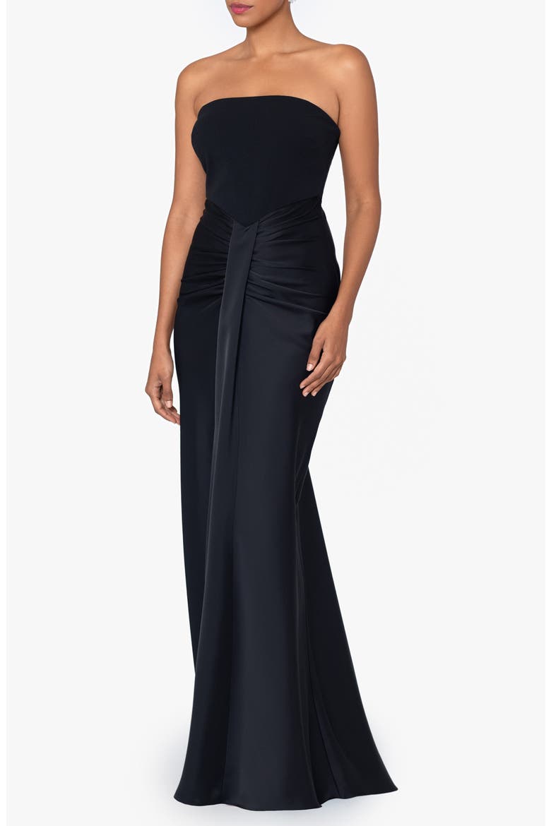 Strapless Satin Gown, Alternate, color, BLACK