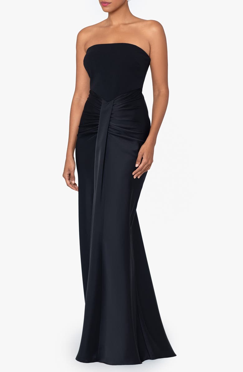 Betsy & Adam Strapless Satin Gown, Alternate, color,