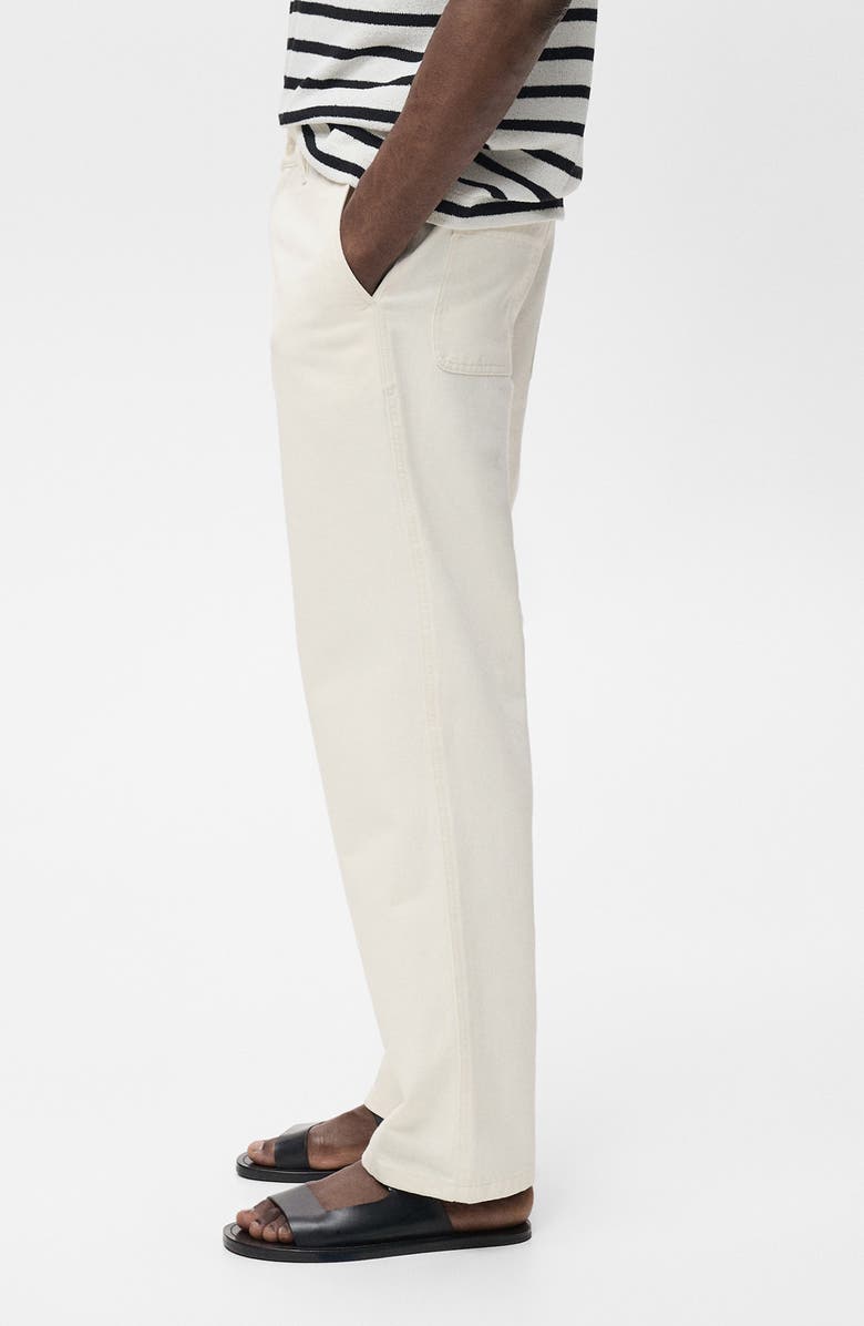 MANGO Cotton & Linen Straight Leg Jeans, Alternate, color, Off White