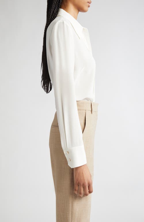 St John St. John Collection Silk Crepe Georgette Button-up Shirt In White