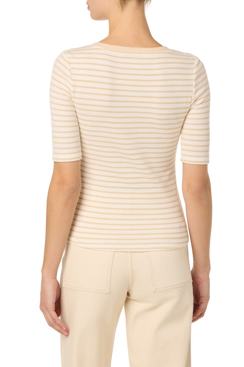 Stripe Short Sleeve Henley, Alternate, color, TAN/WHT