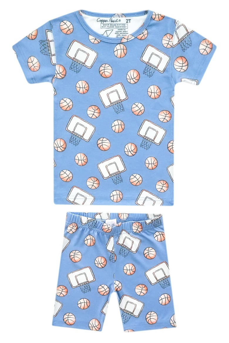 Dunk Fitted Two-Piece Short Pajamas, Main, color, BLUE
