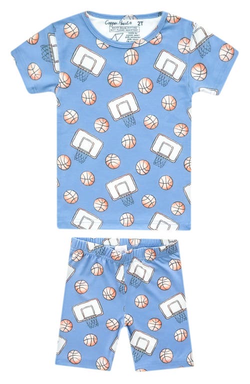 Copper Pearl Dunk Fitted Two-piece Short Pajamas In Blue