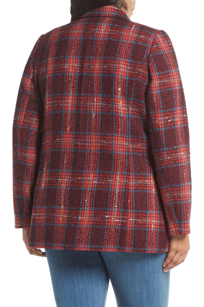 Plaid Tweed Blazer, Alternate, color, RED MULTI PLAID