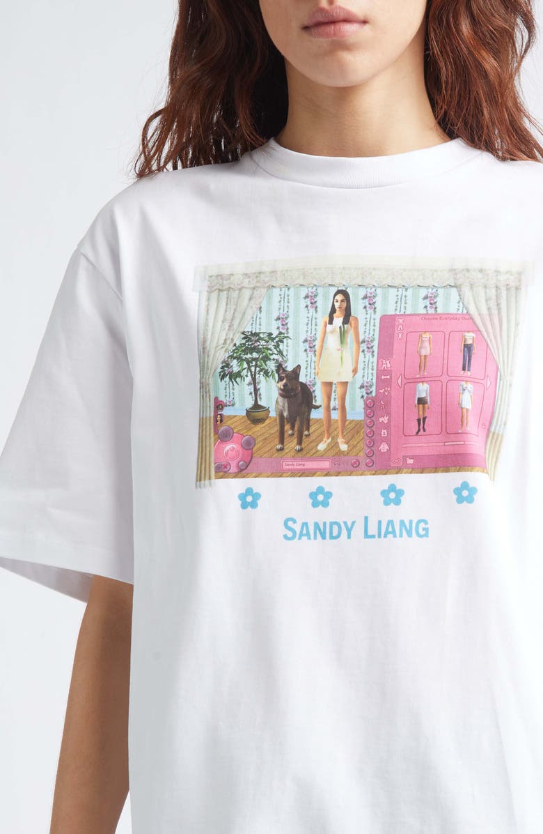 Sandy Liang Simi Boxy Graphic T-Shirt, Alternate, color, White