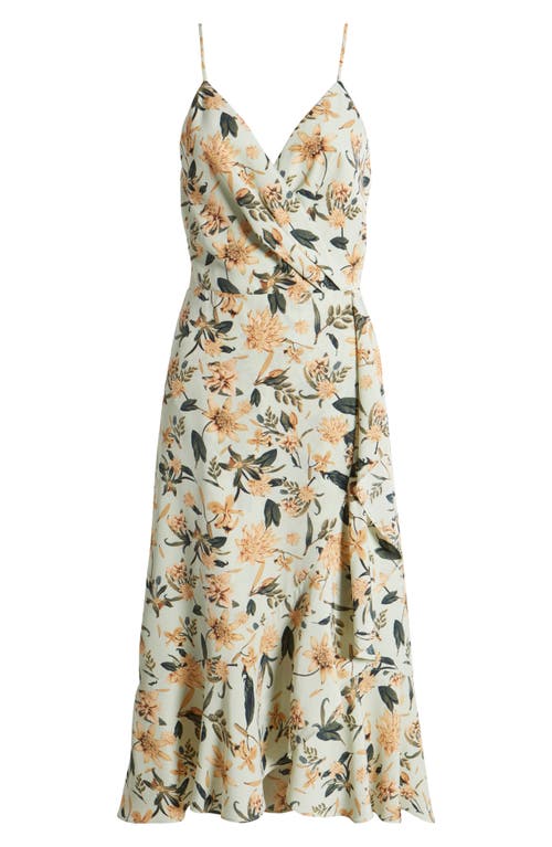 Chelsea28 Faux Wrap Midi Dress In Green Coral Femme Bohem