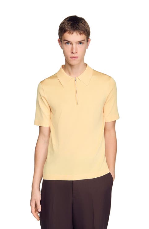 Knitted polo with zip collar