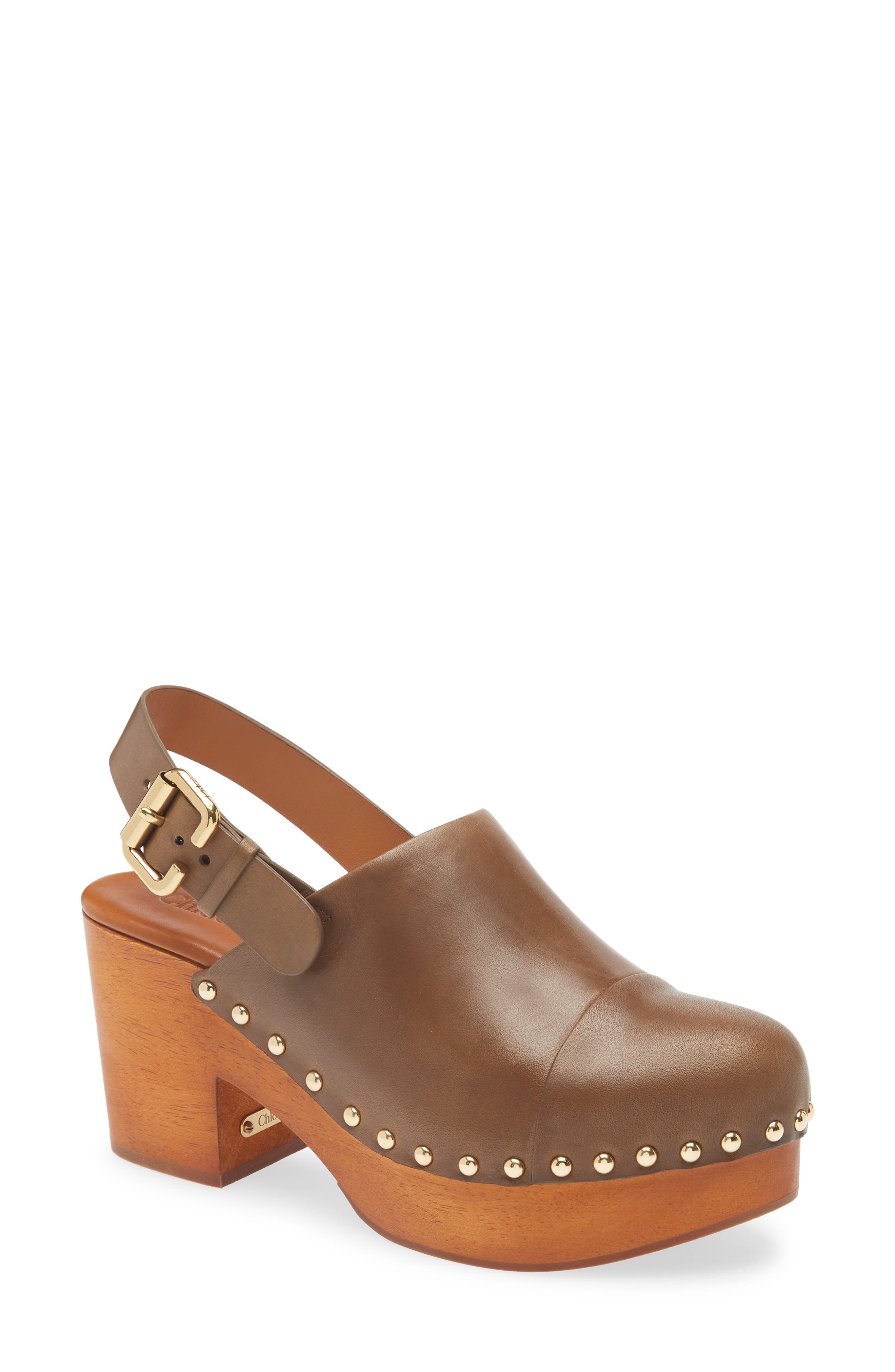 Chloé Jeannette Platform Clog, Main, color, Olive