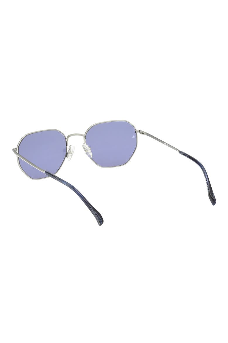 53mm Geometric Sunglasses, Alternate, color, SILVER / NAVY HORN / BLUE