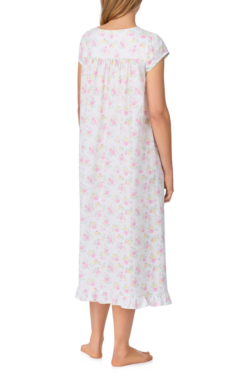 Eileen West Cap Sleeve Long Cotton Jersey Nightgown, Alternate, color, White Multi
