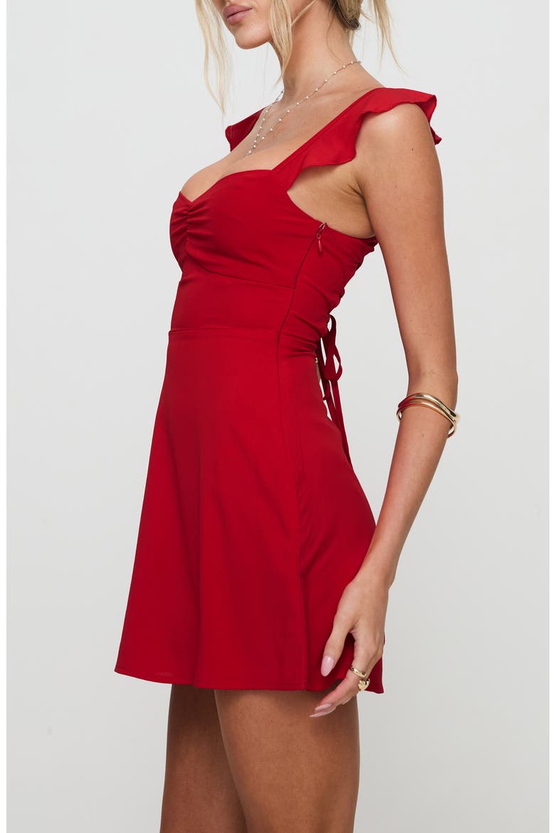 Landon Lace-Up Minidress, Alternate, color, RED