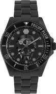 PHILIPP PLEIN The $kull Carbon Fiber Dial Bracelet Watch, 44mm