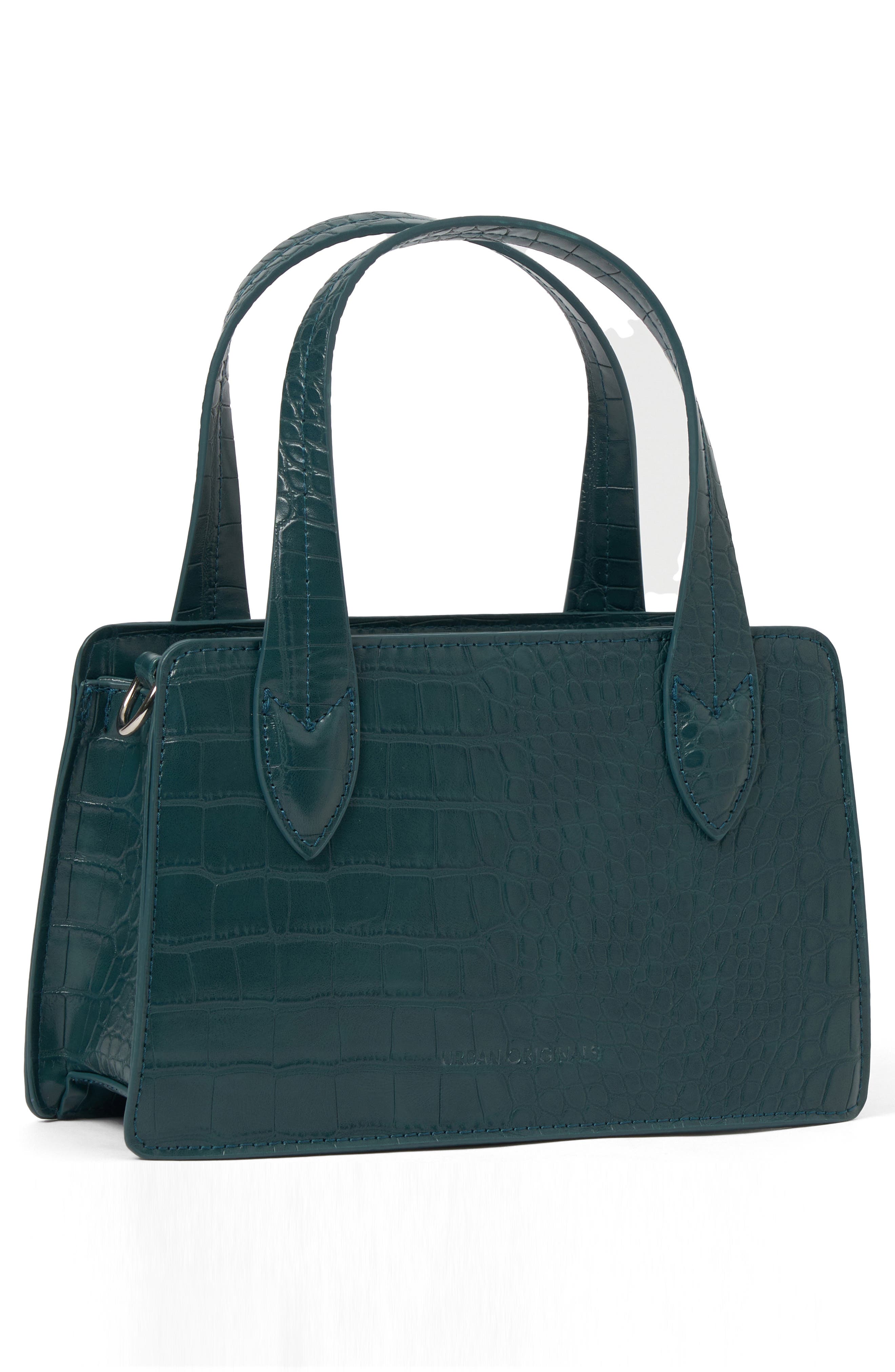 August Croc Embossed Vegan Leather Crossbody Bag, Alternate, color, GREEN